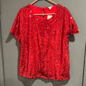 CATO Red Sequin Women's Top XL.  NWT